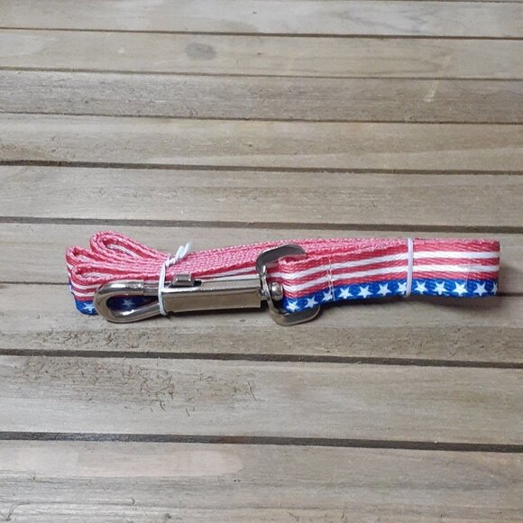Dog Leash Patriotic Red White Blue Stars Stripes 4th of July .75" Wide - Picture 4 of 7